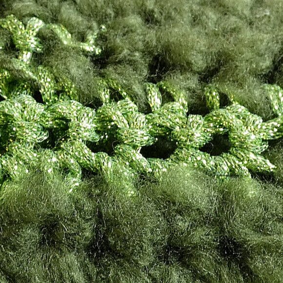 Green Scarf 110x8 Extra Long/Wide Fluffy Unique Handmade Crochet Knit Winter NWT - Picture 9 of 12